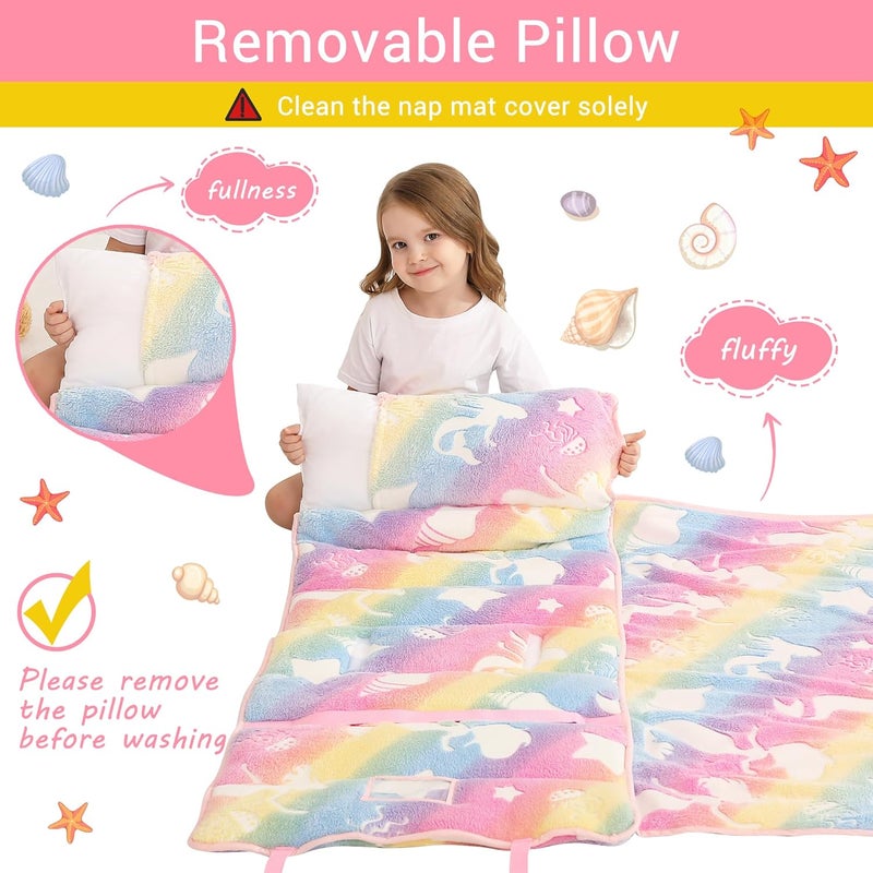 lasoftan Toddler Nap Mat with Pillow and Blanket, Extra Large Rolled Napping Mats,Slumber Bags for Boys Girls,Kids Sleeping Bag for Daycare, Preschool Travel Camping - Image 5